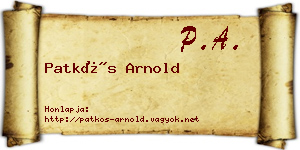 Patkós Arnold névjegykártya